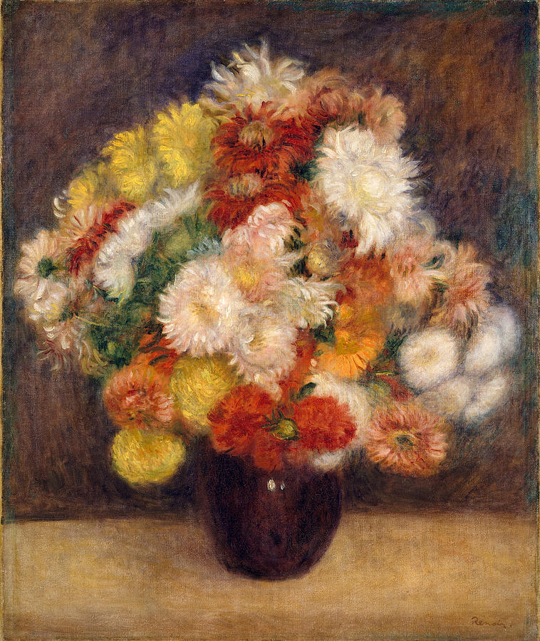 Bouquet of Chrysanthemums #1 Painting by Pierre-Auguste Renoir