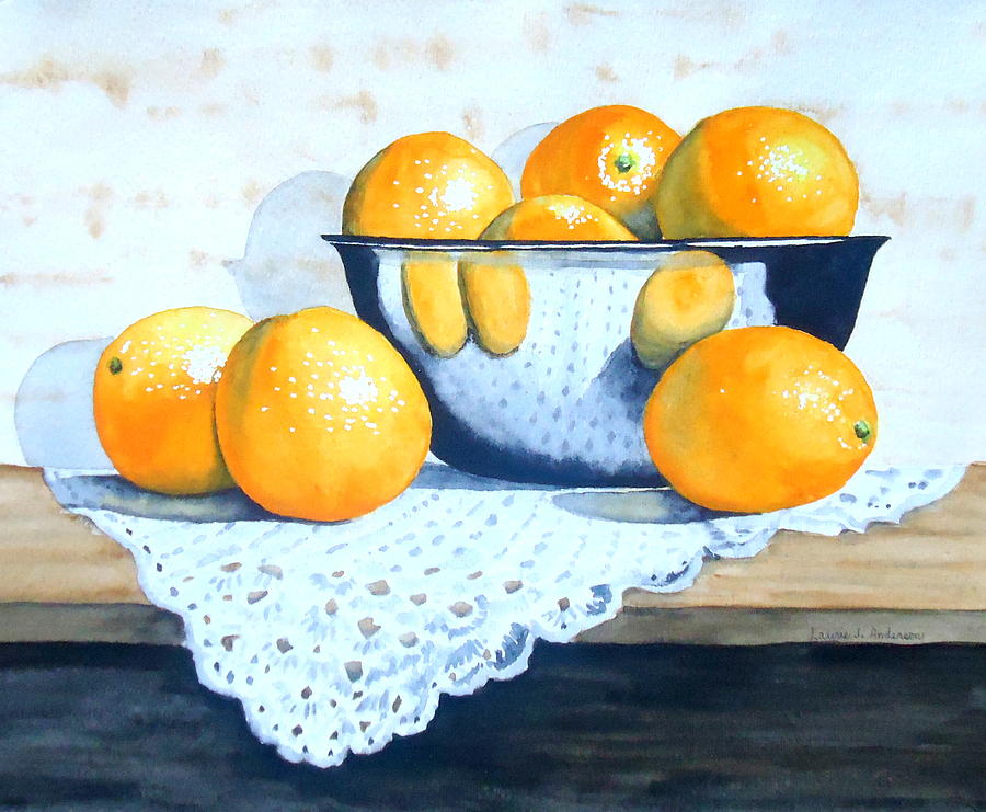 Bowl of Oranges #2 Painting by Laurie Anderson