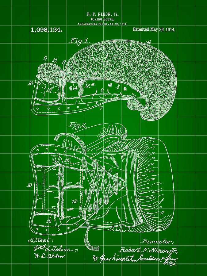 Boxing Glove Patent 1914 - Green Digital Art by Stephen Younts