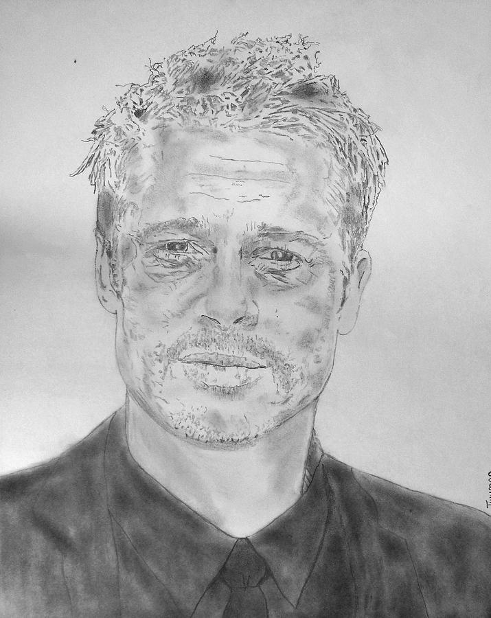 Brad Pitt #2 Drawing by Dan Twyman