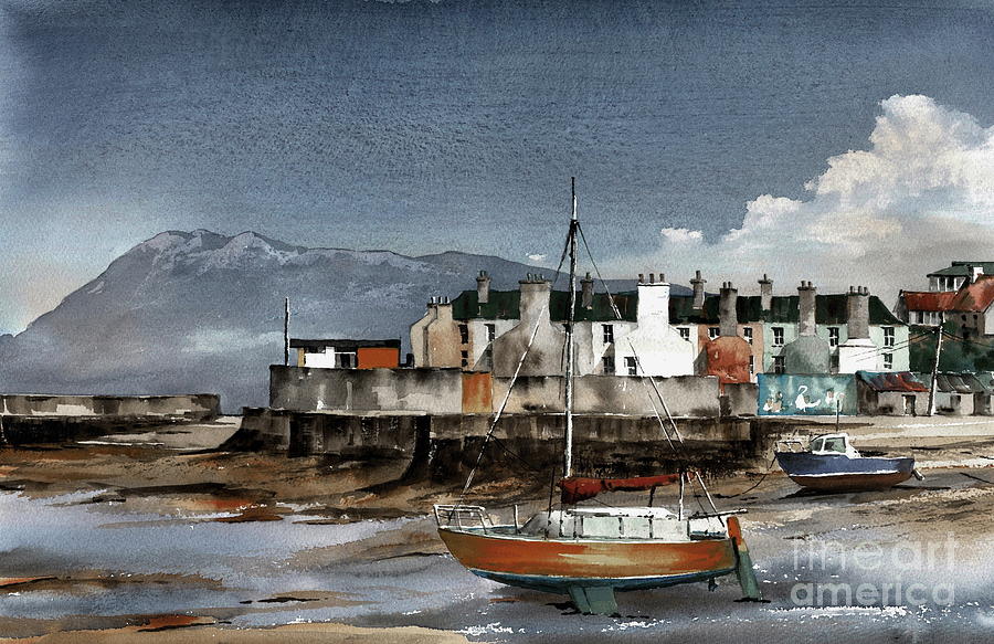 Bray Harbour Boats Wicklow #3 Painting by Val Byrne