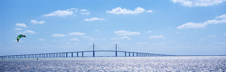 Architecture Photograph - Bridge Across A Bay, Sunshine Skyway #2 by Panoramic Images