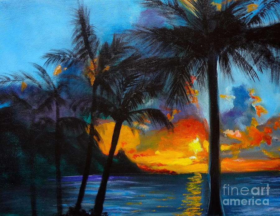 Brilliant Hawaiian Sunset 1 #2 Painting by Jenny Lee