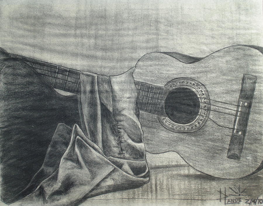 Music Drawing - 2 Broken Guitars  by Dominick Landi