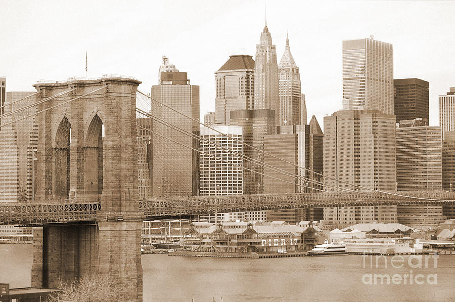 Brooklyn Bridge and Manhattan vintage #3 Photograph by RicardMN Photography