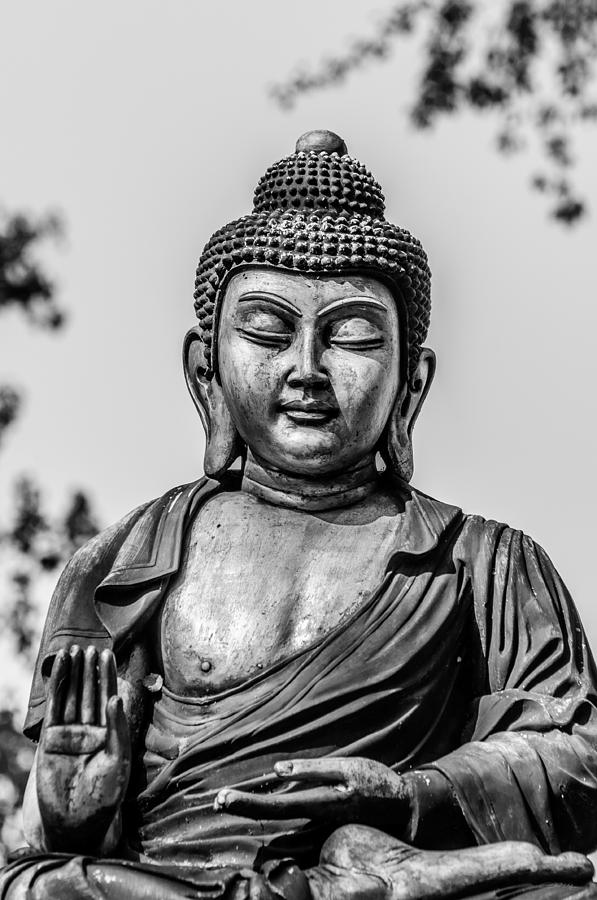 Buddha Siddhartha Gautama In Black And White Photograph By