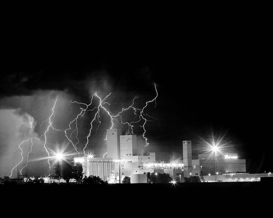 Budweiser Lightning Thunderstorm Moving Out BW Photograph by James BO Insogna