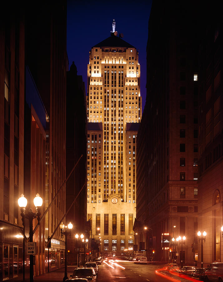 Architecture Photograph - Buildings Lit Up At Night, Chicago #2 by Panoramic Images