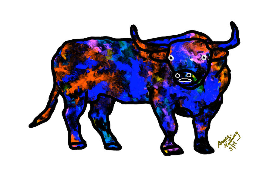 Bull a la Fauvism #5 Painting by Bruce Nutting