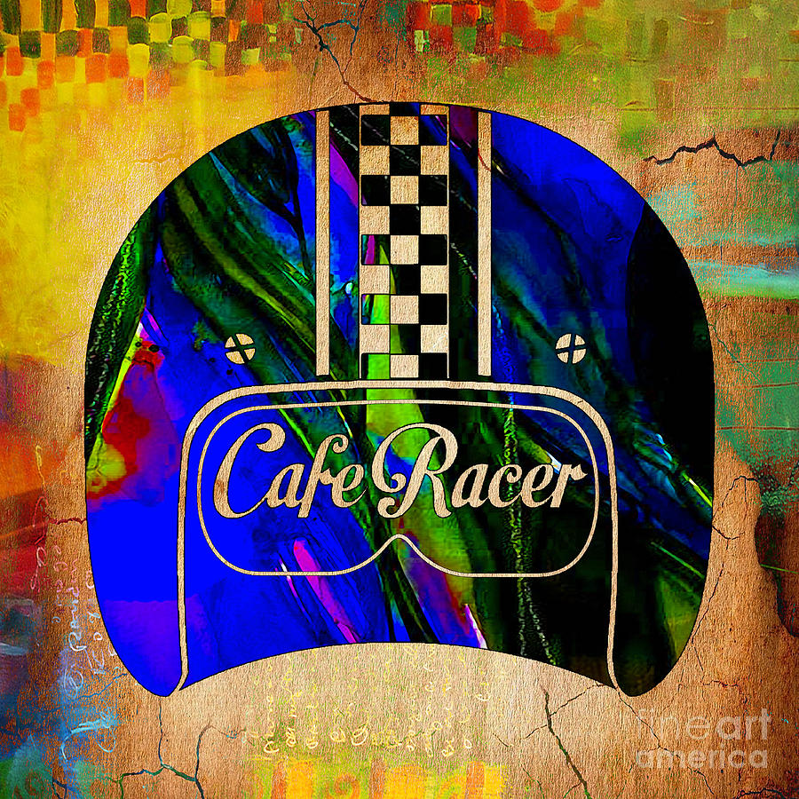 Cafe Racer Motorcycle Helmet #3 Mixed Media by Marvin Blaine