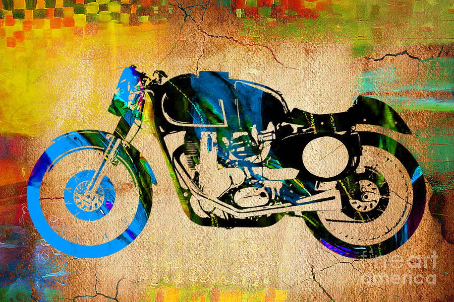 Motorcycle Mixed Media - Cafe Racer Motorcycle #2 by Marvin Blaine