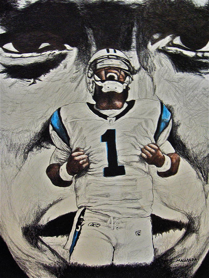 Carolina Panthers Drawing - Cam Newton #2 by Darryl Mallanda