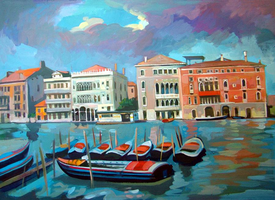 Boat Painting - Canal Grande #1 by Filip Mihail