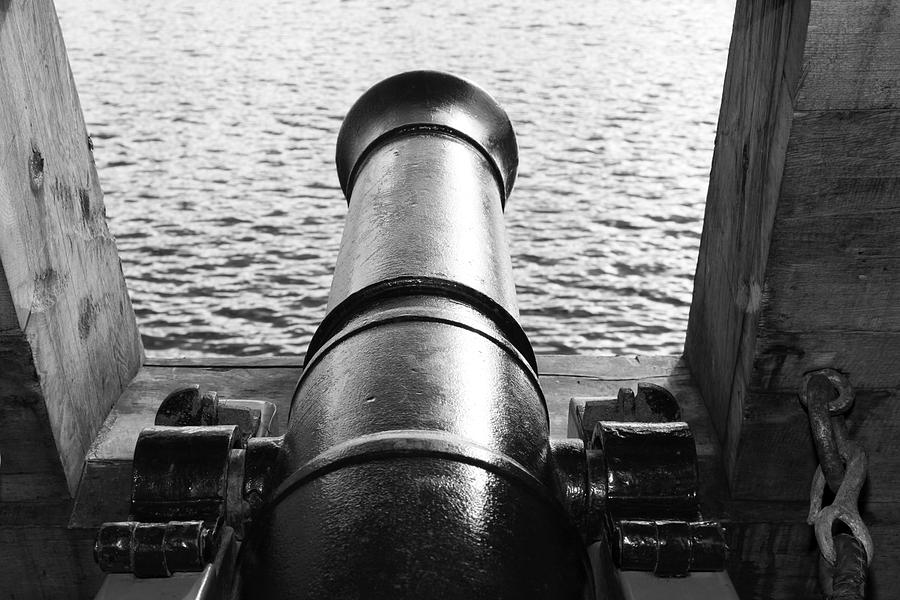Cannon on a ship - monochrome Photograph by Ulrich Kunst And Bettina Scheidulin