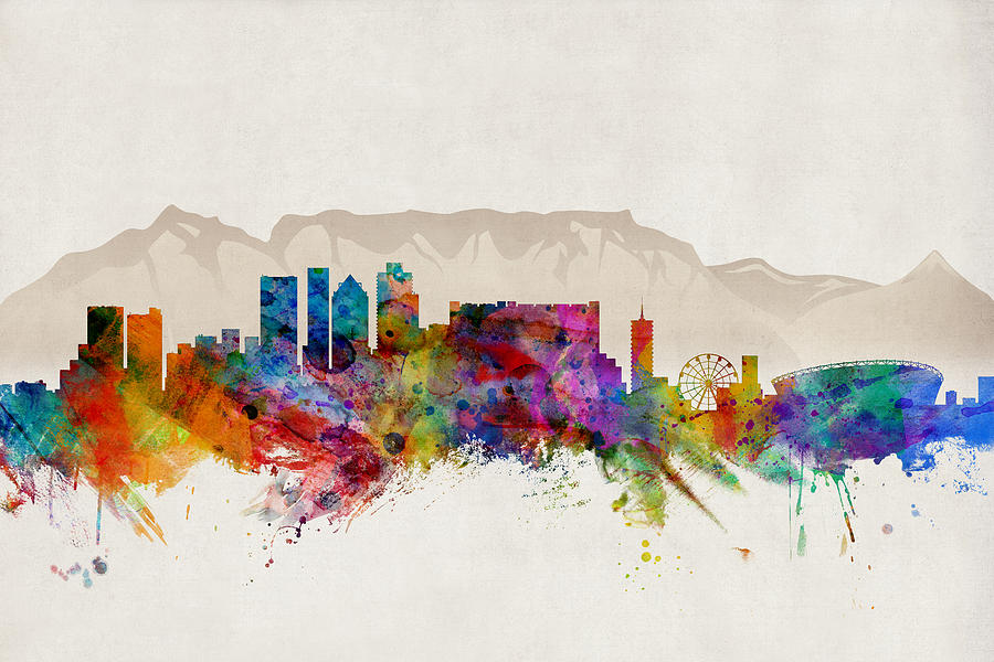 City Digital Art - Cape Town South Africa Skyline #2 by Michael Tompsett