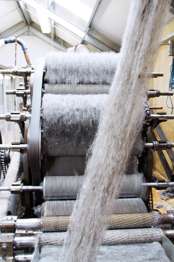 Britain Photograph - Carding Machine In Woollen Mill #2 by David Woodfall Images/science Photo Library