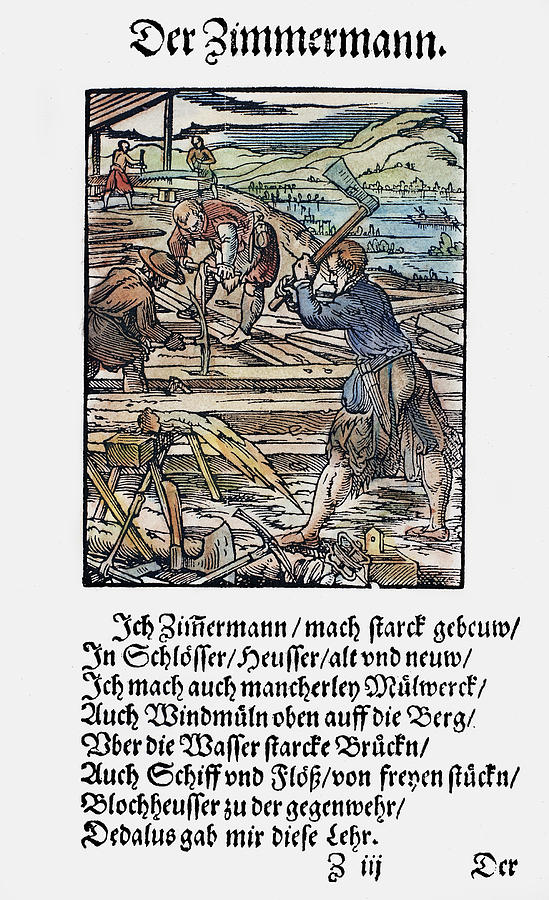 Carpenters, 1568 #2 Painting by Granger