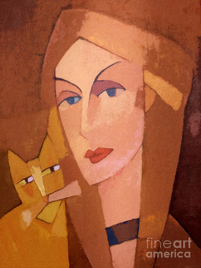 Cat Lady #2 Painting by Lutz Baar
