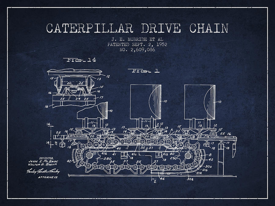 Vintage Digital Art - Caterpillar Drive Chain patent from 1952 #2 by Aged Pixel