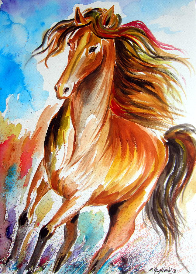 Cavallo in corsa #2 Painting by Roberto Gagliardi