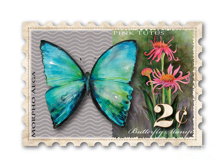2 Cent Butterfly Stamp Painting
