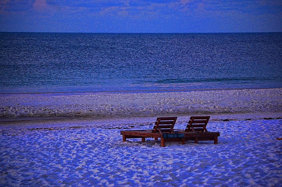 Michael Thomas Photograph - 2 Chairs on a Blue Morning  by Michael Thomas