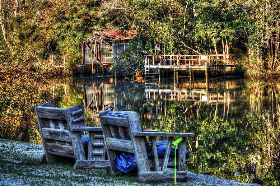 2 Chairs on the Magnolia River Digital Art by Michael Thomas