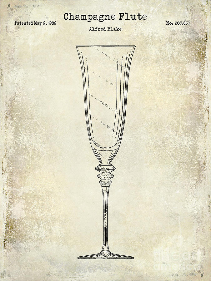Vintage Photograph - Champagne Flute Patent Drawing  #1 by Jon Neidert