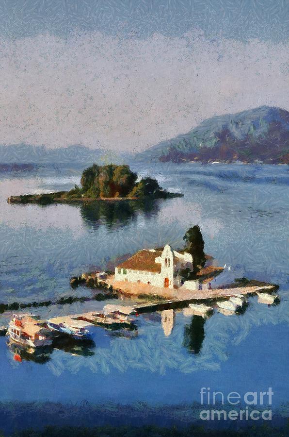 Panagia Vlachernon monastery in Corfu island #4 Painting by George Atsametakis