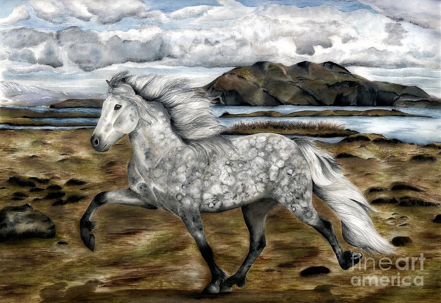 Charismatic Icelandic Horse Painting by Shari Nees