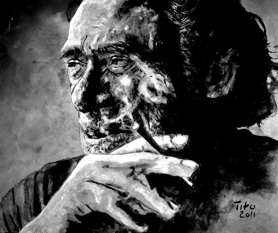 Cool Painting - Charles Bukowski #1 by Richard Tito