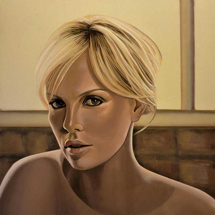 Charlize Theron Painting Painting by Paul Meijering