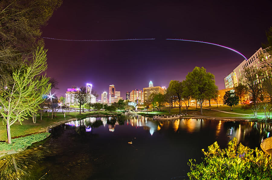 Charlotte Skyline View From Marshall Park At Night #2 Photograph by Alex Grichenko