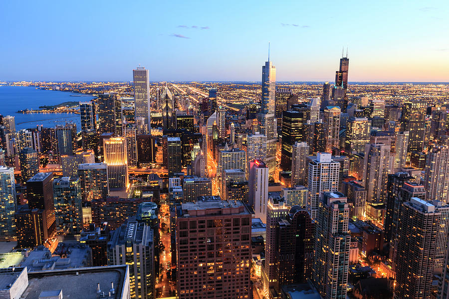 Chicago Cityscape At Sunset #2 Photograph by Fraser Hall