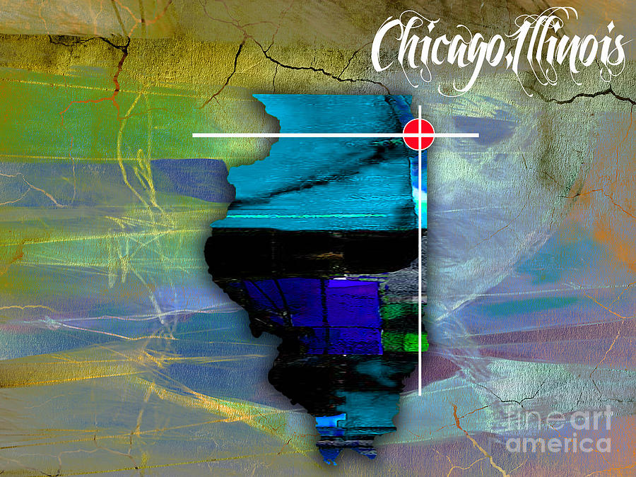 Chicago Illinois Map Watercolor #2 Mixed Media by Marvin Blaine