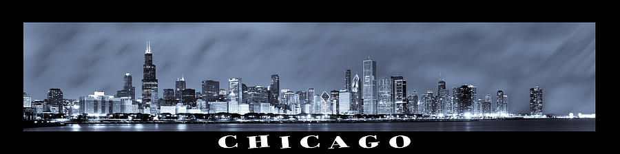 Chicago Skyline Photograph - Chicago Skyline at Night #1 by Sebastian Musial