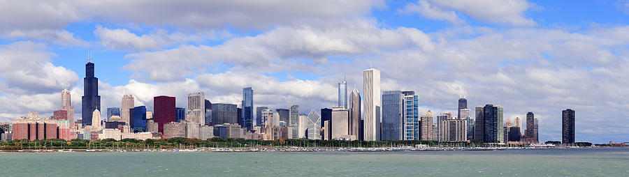 Chicago skyline over Lake Michigan #2 Photograph by Songquan Deng