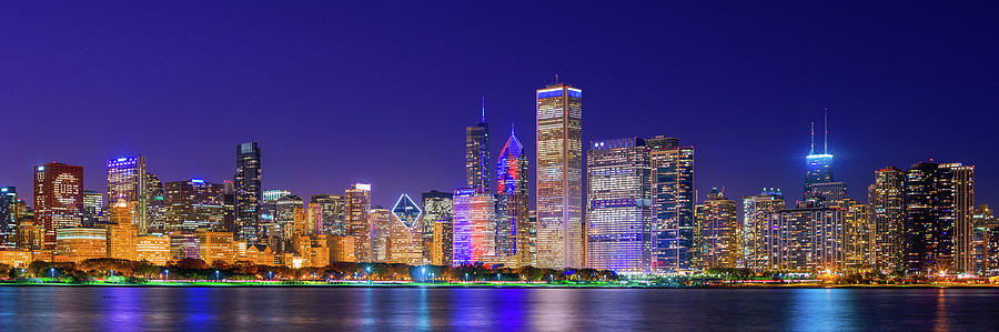 Chicago Skyline With Cubs World Series #2 Photograph by Panoramic Images
