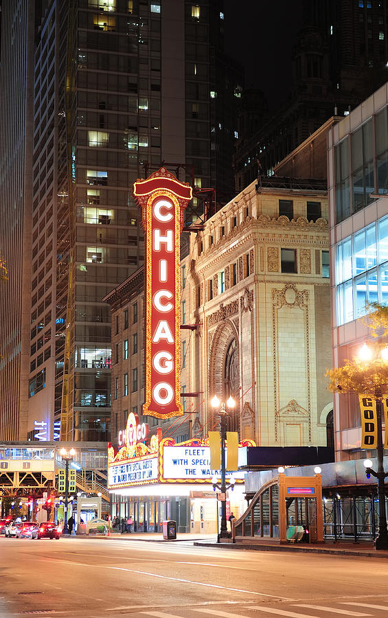 Chicago Theatre night view #2 Photograph by Songquan Deng