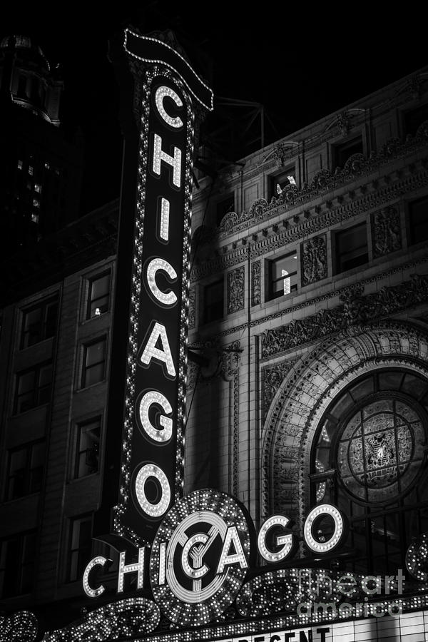America Photograph - Chicago Theatre Sign in Black and White by Paul Velgos America Photograph - Chicago Theatre Sign in Black and White by Paul Velgos