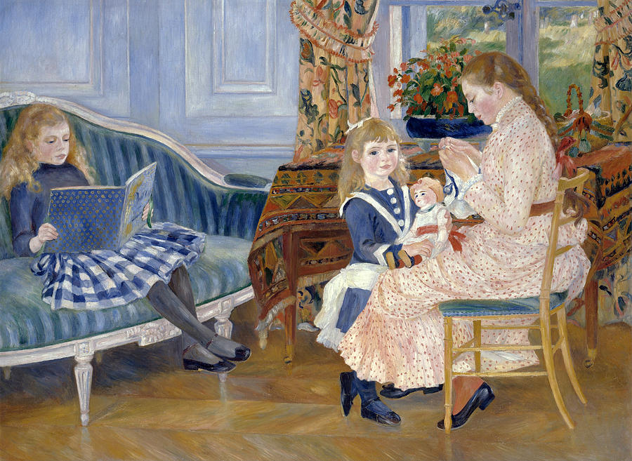 Childrens Afternoon at Wargemont #3 Painting by Pierre-Auguste Renoir