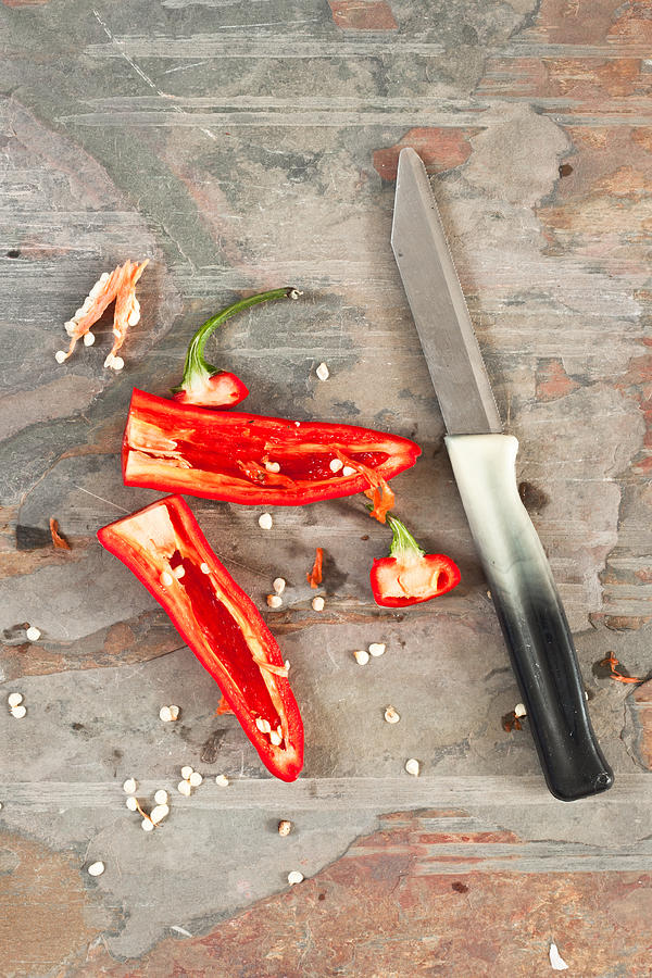 Knife Still Life Photograph - Chilli pepper #2 by Tom Gowanlock