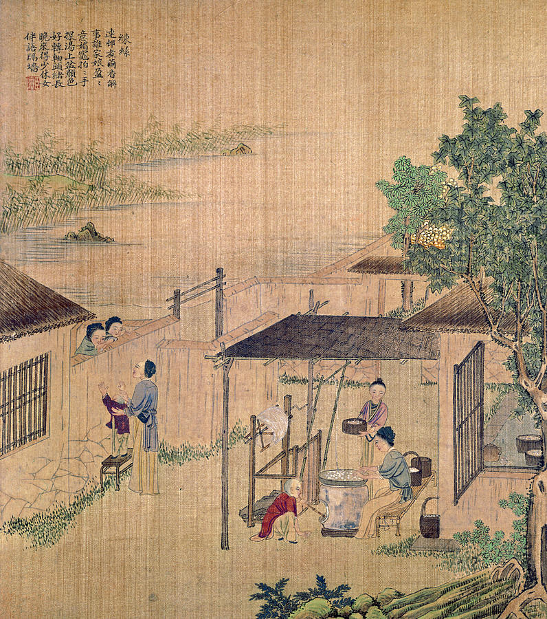 China Silk Production #2 Painting by Granger