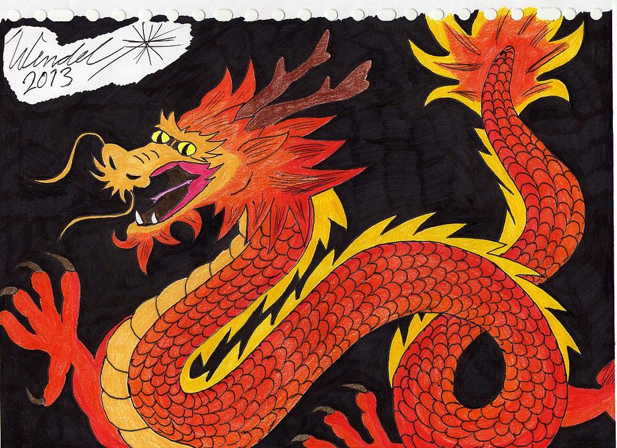 Chinese Dragon Drawing by Wendel Krolis Fine Art America