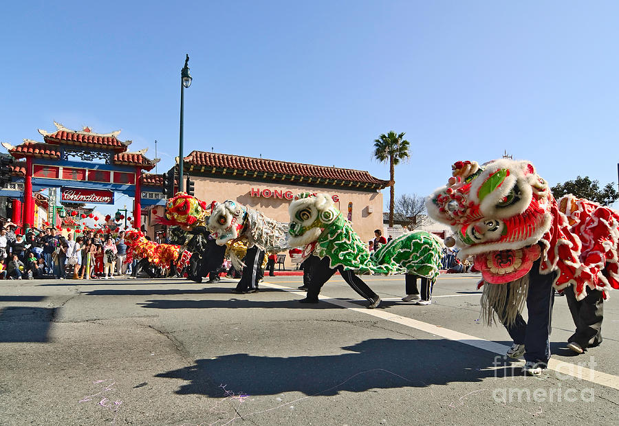 Chinese New Year parade in Chinatown of Los Angeles California