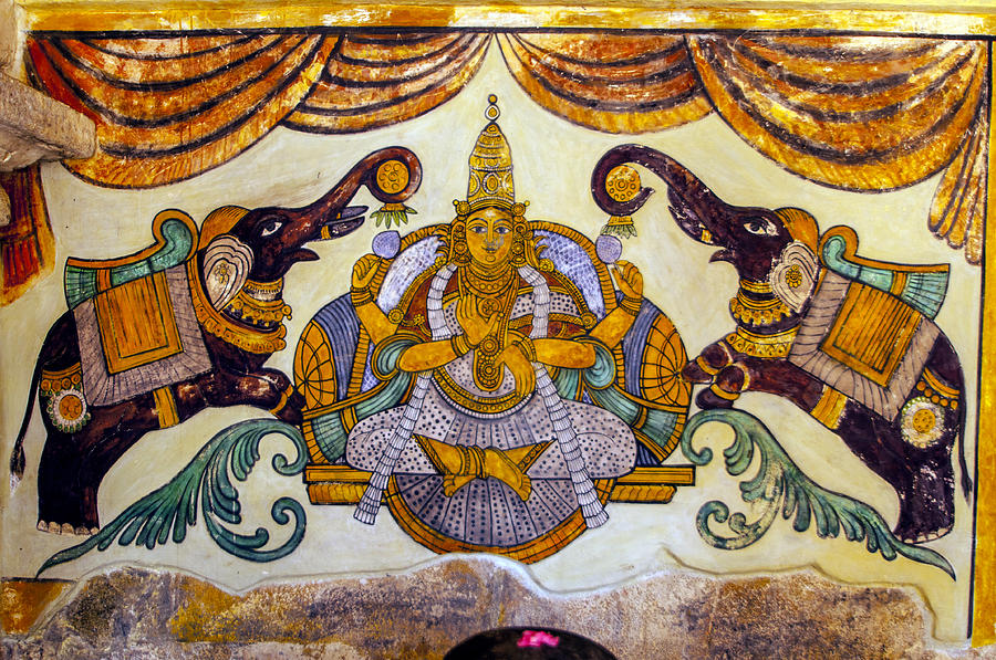 Chola period murals painting, Brihadeeswarar temple, Thanjavur, India. #2 Photograph by CR Shelare