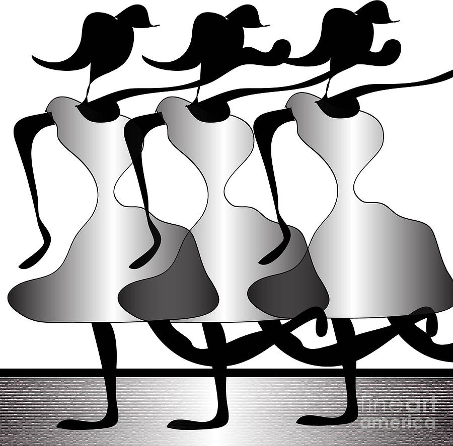 Girls Digital Art - Chorus Line #1 by Iris Gelbart