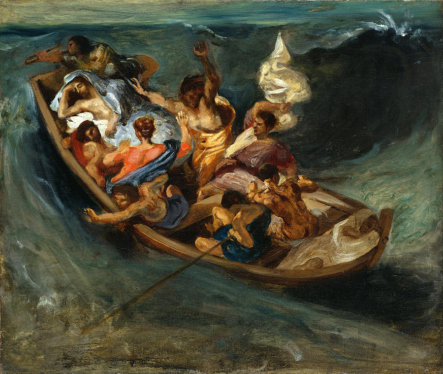 Christ on the Sea of Galilee #9 Painting by Eugene Delacroix