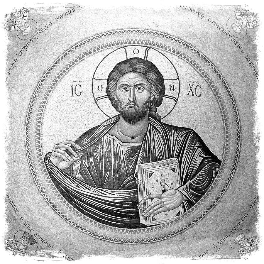 Black And White Photograph - Christ Pantocrator in Black and White -- Church of the Holy Sepulchre #2 by Stephen Stookey