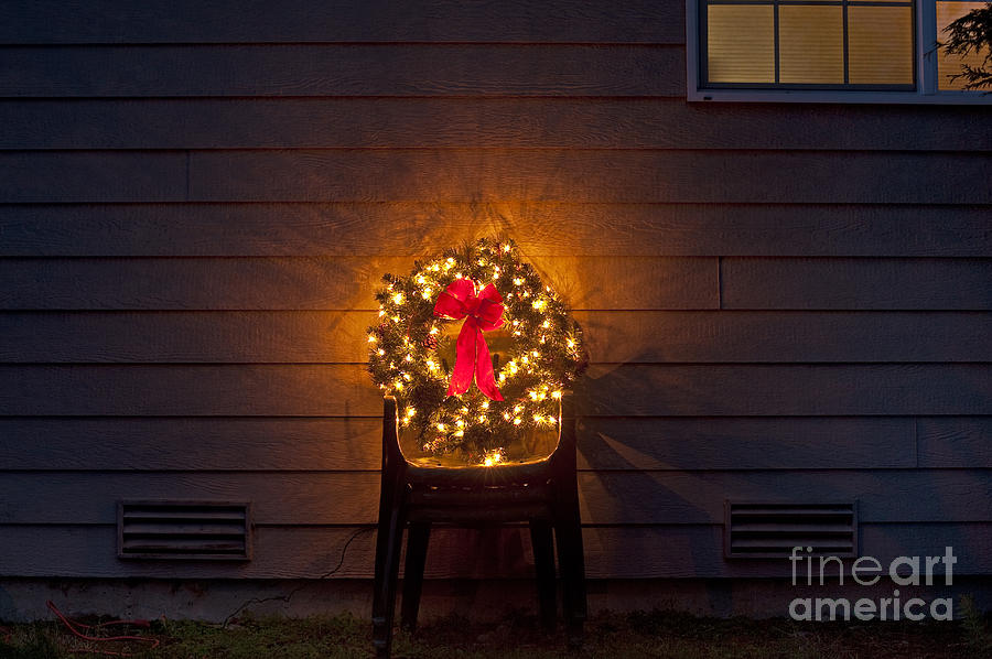 Christmas wreath on lawn chairs  #2 Photograph by Jim Corwin